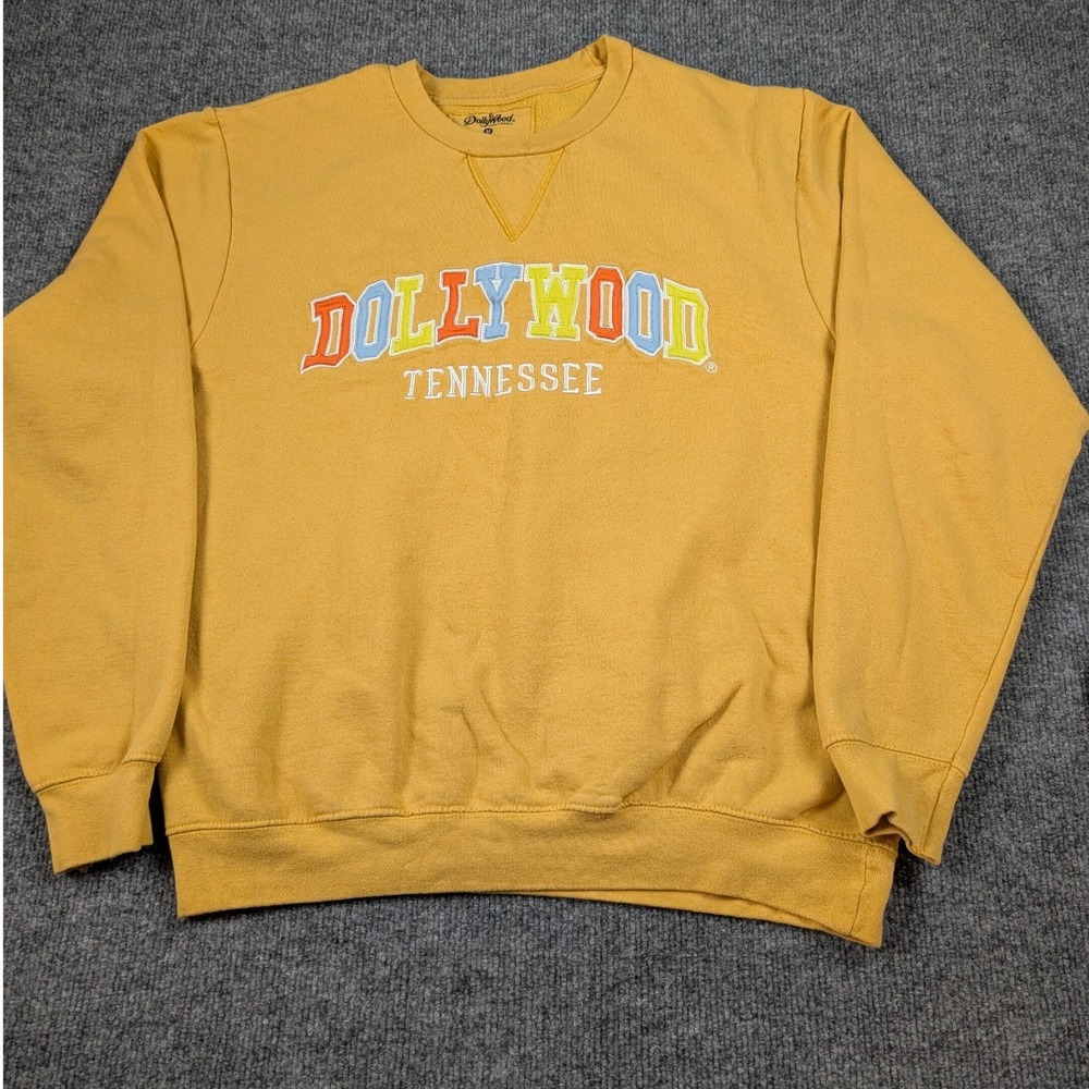 Dollywood Parks & Resorts Tennessee Mustard Yellow Crewneck Sweatshirt Medium